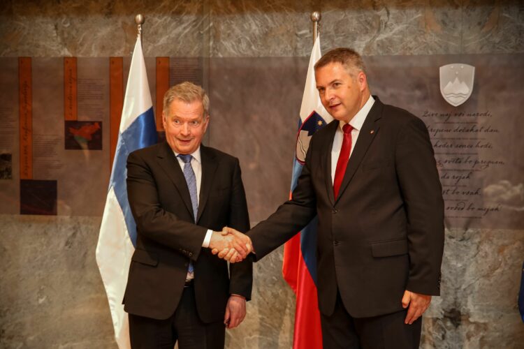 President Niinistö and President of the National Assembly of Slovenia Dejan Židan.  Photo: Matti Porre/Office of the President of the Republic