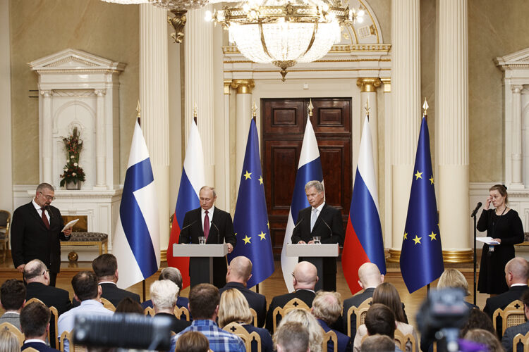 President of the Republic of Finland Sauli Niinistö and President of Russia Vladimir Putin held a press conference in the Hall of State. Photo: Roni Rekomaa/Office of the President of the Republic of Finland