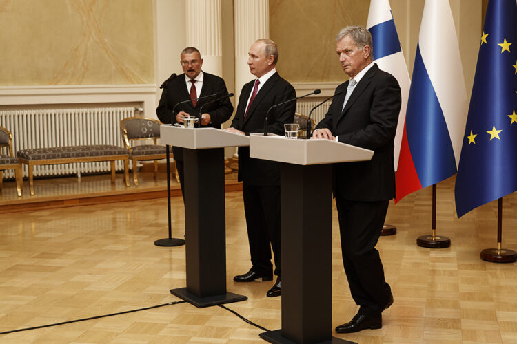 President of the Republic of Finland Sauli Niinistö and President of Russia Vladimir Putin held a press conference in the Hall of State. Photo: Roni Rekomaa/Office of the President of the Republic of Finland