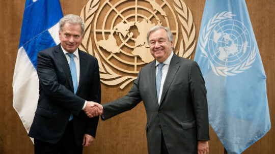 President Niinistö met with UN Secretary-General António Guterres on 22 September. UN Photo/Ariana Lindquist