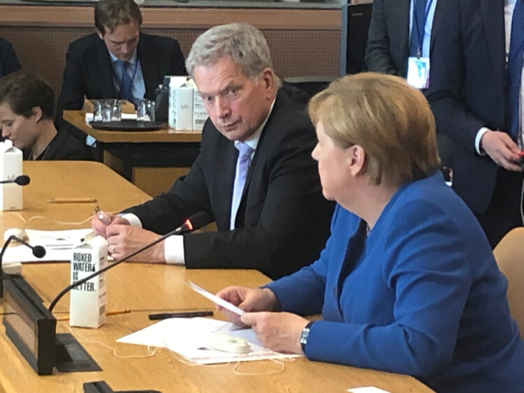 President Niinistö and German Federal Chancellor Angela Merkel. Photo: Jouni Mölsä/Office of the President of the Republic of Finland