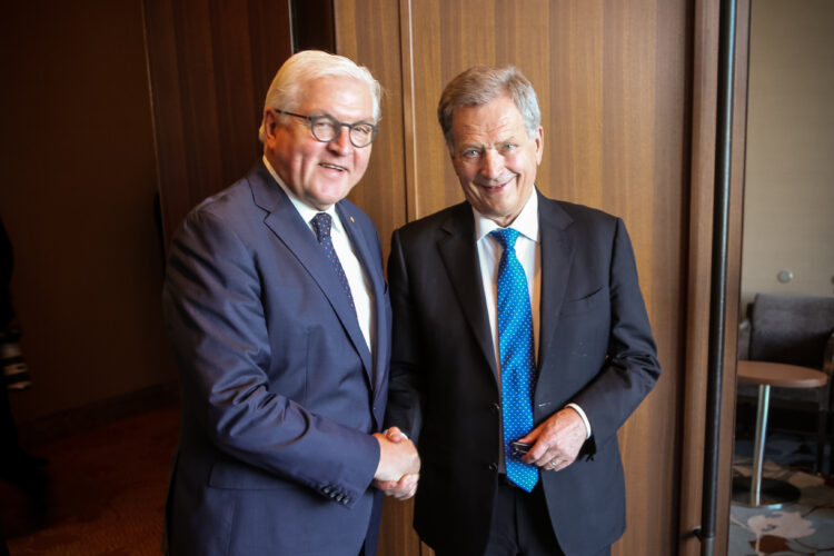 Saksan liittopresidentin Frank-Walter Steinmeierin tapaamisessa  oli aiheena Euroopan tulevaisuus. Kuva: Jouni Mölsä/Tasavallan presidentin kanslia