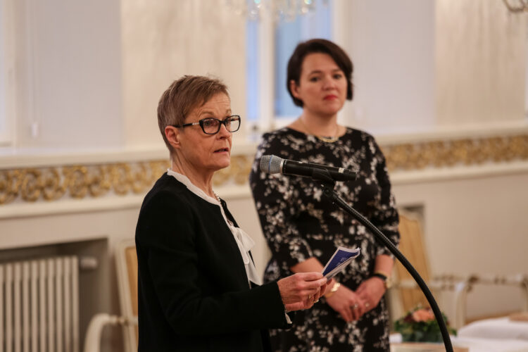 Tasavallan presidentti Sauli Niinistö jakoi vuoden 2019 kansainvälistymispalkinnot perjantaina 29. marraskuuta Presidentinlinnassa. Palkinnon saivat Smartly.io Solutions, Keitele Forest ja Cursor Oy. Kuva: Matti Porre/Tasavallan presidentin kanslia