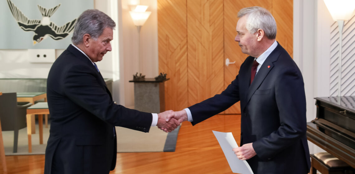 Prime Minister Antti Rinne submitted the resignation of the Government to President of the Republic Sauli Niinistö in Mäntyniemi on 3 December 2019. Photo: Matti Porre/Office of the President of the Republic of Finland