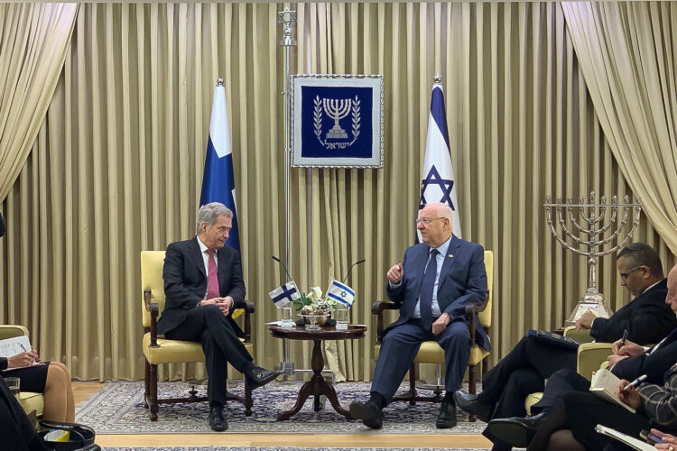 Presidentti Sauli Niinistö tapasi Israelin presidentin Reuven Rivlinin keskiviikkona 22. tammikuuta Jerusalemissa. Kuva: Hanna Gehör/Suomen Israelin-suurlähetystö