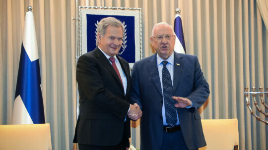 Presidentti Sauli Niinistö tapasi Israelin presidentin Reuven Rivlinin keskiviikkona 22. tammikuuta Jerusalemissa. Kuva: Jouni Mölsä/Tasavallan presidentin kanslia