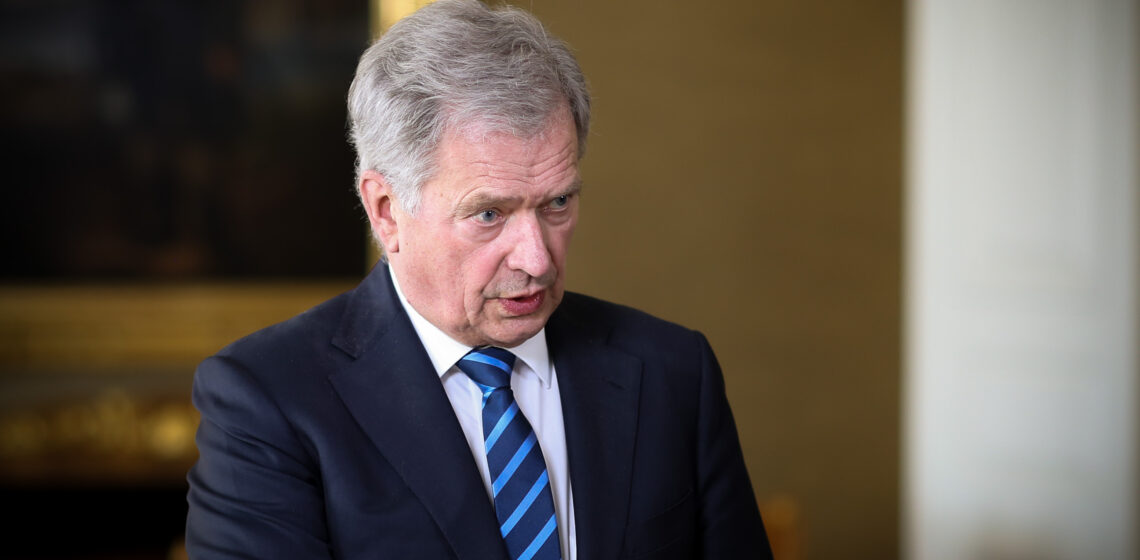 President Niinistö delivered his statement live over a video link from the Presidential Palace. Photo: Matti Porre/Office of the President of the Republic