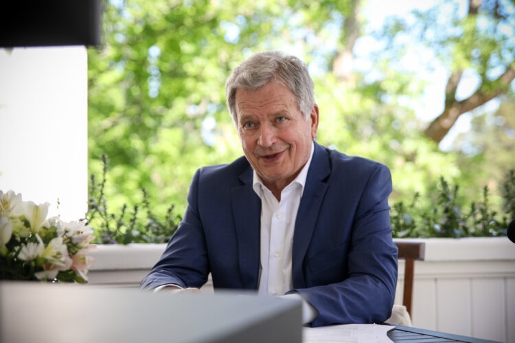 Republikens president Sauli Niinistö på virtuellt besök i Taipalsaari och Tammerfors. Foto: Matti Porre/Republikens presidents kansli