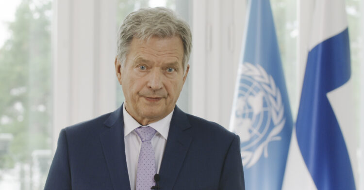 Presidentti Niinistö piti videopuheenvuoron YK:n kestävän kehityksen SDG Moment -tilaisuudessa 18.9.2020. 