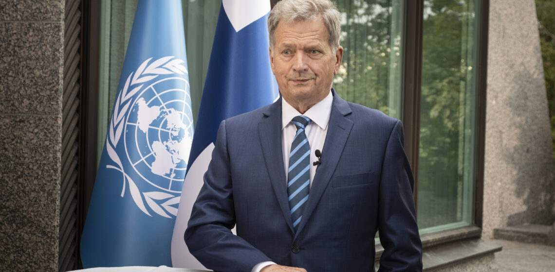 President Niinistö delivered a speech at the 75th General Debate of the United Nations General Assembly 23 September 2020. Photo: Jon Norppa/The Office of the President of the Republic of Finland