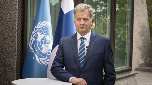 Keskiviikkona 23. syyskuuta presidentti Niinistö puhui YK:n yleiskokouksen 75. yleiskeskustelussa. Kuva: Jon Norppa/Tasavallan presidentin kanslia