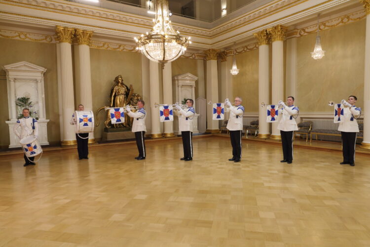 The Guards Band performing in the Hall of State of the Presidential Palace at the Independence Day celebration. Photo: Juhani Kandell/Office of the President of the Republic