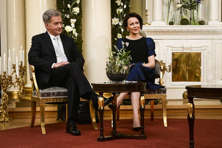 President of the Republic Sauli Niinistö and Mrs Jenni Haukio in an interview during the Independence Day celebration at the Presidential Palace in Helsinki on 6 December 2020. Photo: Emmi Korhonen/Office of the President of the Republic