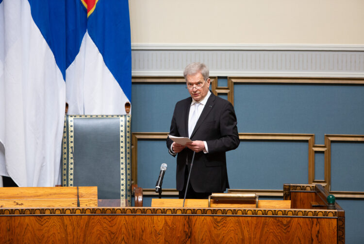 President Niinistö öppnade 2021 års riksmöte i riksdagen den 3 februari 2021. Foto: Hanne Salonen/Riksdagen