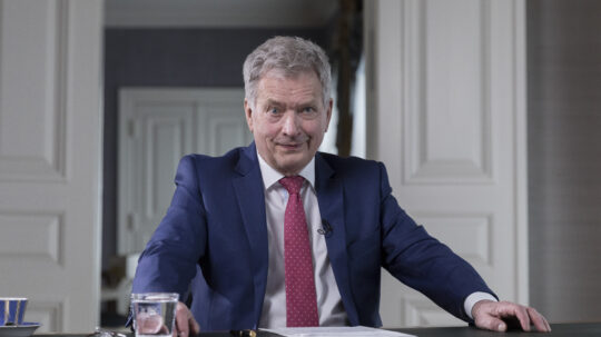 President of the Republic of Finland Sauli Niinistö’s Kultaranta discussion tour continued on 26 April 2021 in the form of a discussion with students of LUT University. Photo: Jon Norppa/Office of the President of the Republic of Finland