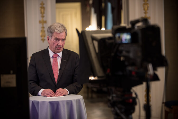 President of the Republic of Finland Sauli Niinistö presented the Millennium Technology Prize in a virtual award ceremony on 18 May 2021. Photo: Matti Porre/Office of the President of the Republic