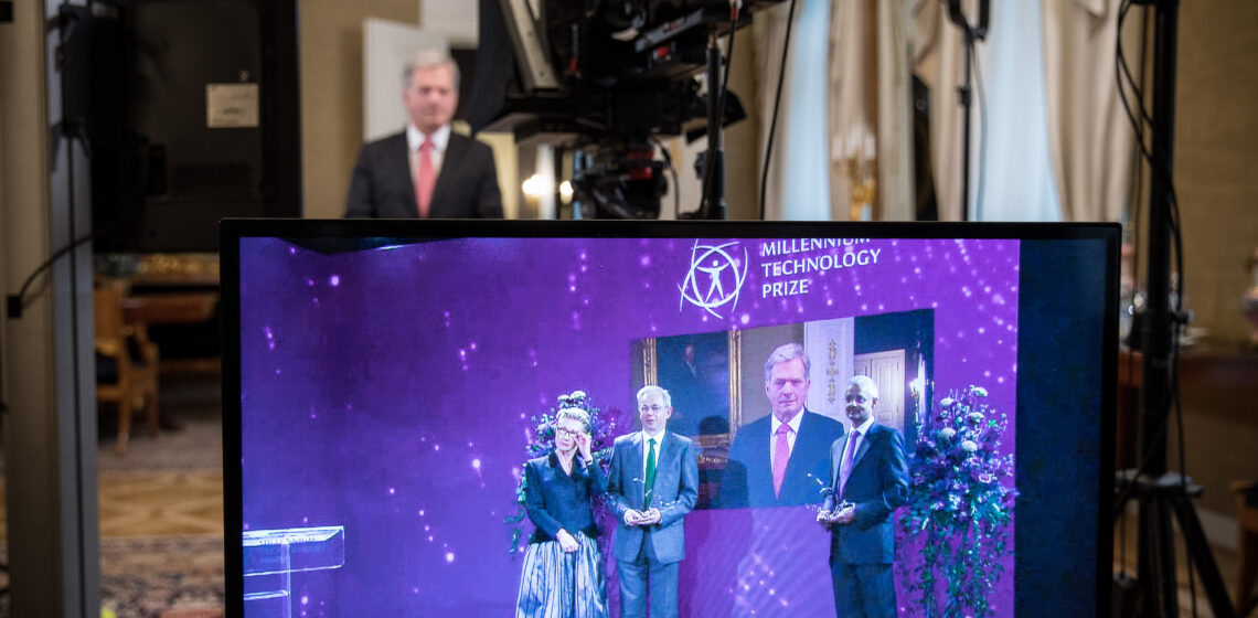 President Niinistö presented the Millennium Technology Prize in a virtual award ceremony on 18 May 2021. Photo: Matti Porre/Office of the President of the Republic