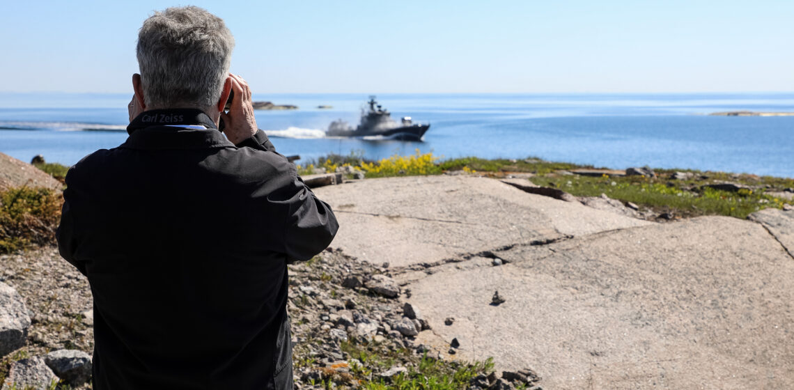 In the Ritva 21 exercise, President Niinistö viewed anti-ship missile firings by Rauma class vessels. Photo: Jouni Mölsä/Office of the President of the Republic