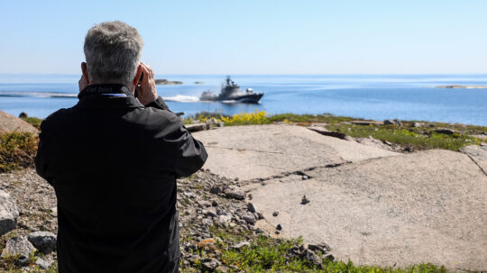 In the Ritva 21 exercise, President Niinistö viewed anti-ship missile firings by Rauma class vessels. Photo: Jouni Mölsä/Office of the President of the Republic