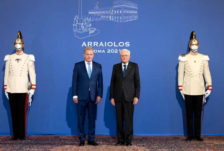 Italiens president Sergio Mattarella tog emot president Niinistö i Quirinalepalatset. Foto: Quirinale