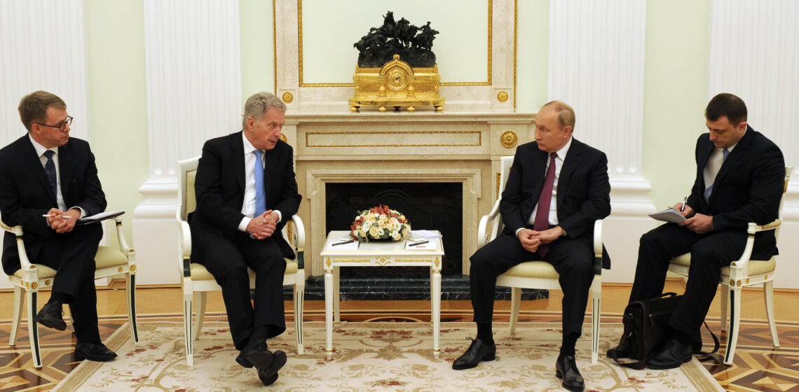 President Niinistö förde bilaterala diskussioner med Rysslands president Vladimir Putin i Moskva. 
Foto: Rysslands presidents presstjänst