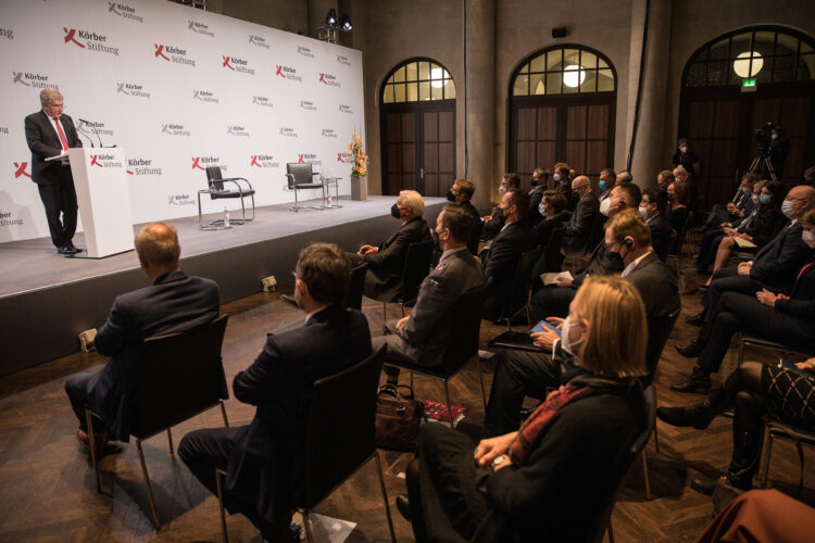 President Niinistö var huvudtalare vid ett seminarium som Körber-stiftelsen ordnade i Berlin med temat Helsingforsandan i en tid av stormaktskamp. Foto: Matti Porre/Republikens presidents kansli