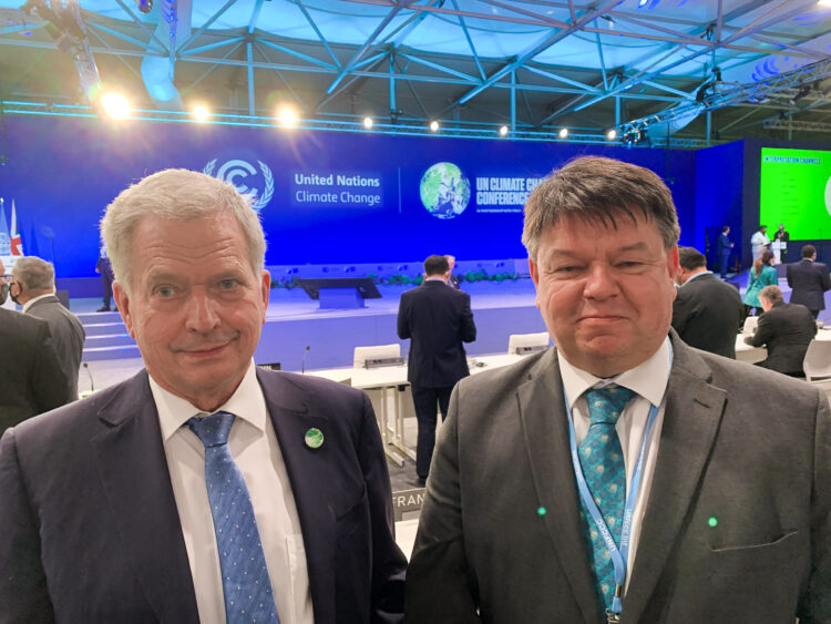 President Niinistö and Petteri Taalas, Secretary-General of the World Meteorological Organization WMO. Photo: Jukka Siukosaari/Embassy of Finland in London