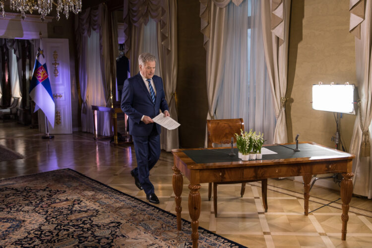 President of the Republic of Finland Sauli Niinistö’s New Year’s Speech on 1 January 2022. Photo: Matti Porre/Office of the President of the Republic of Finland