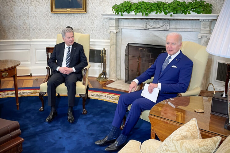 Republikens president Sauli Niinistö träffade Förenta staternas president Joseph R. Biden fredagen den 4 mars 2022 i Washington. Foto: Pasi Rajala/Finlands ambassad i Washington