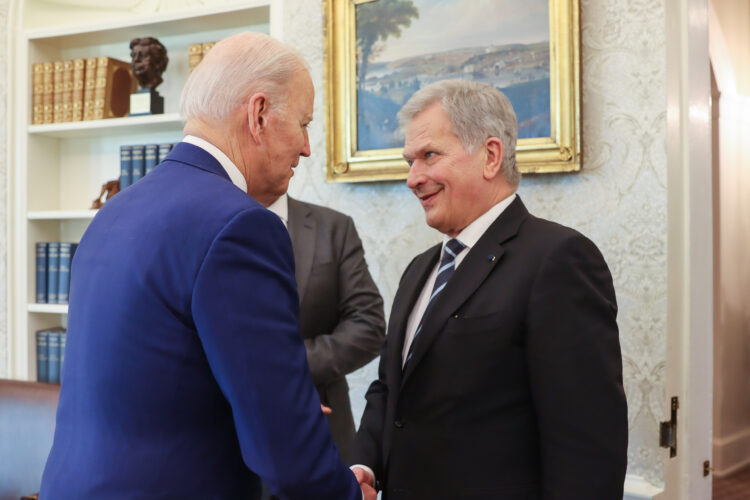 Republikens president Sauli Niinistö träffade Förenta staternas president Joseph R. Biden fredagen den 4 mars 2022 i Washington. Foto: Elina Karjalainen/Finlands ambassad i Washington