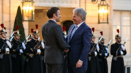 President of the Republic of Finland Sauli Niinistö met with President of France Emmanuel Macron in Paris on Monday, 21 March 2022. Photo: Johanna Unha-Kaprali/Embassy of Finland in Paris