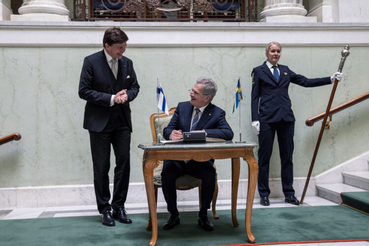 President Niinistö met Andreas Norlén, Speaker of the Riksdag. Photo: Matti Porre/The Office of the President of the Republic of Finland