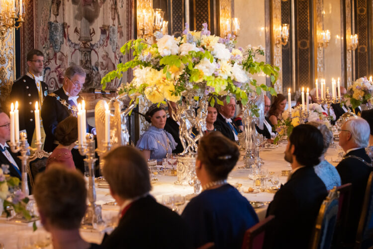 The first day of the state visit ended with a banquet hosted by the Swedish royal couple at the Royal Palace. Photo: Matti Porre/Office of the President of the Republic of Finland