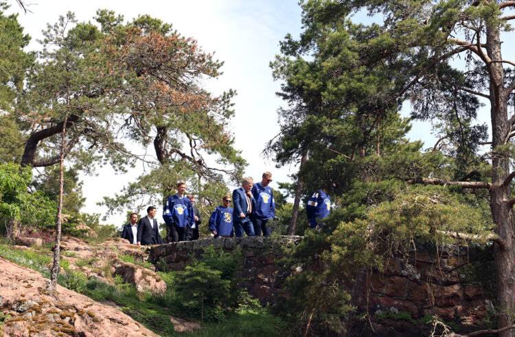 Hockeylejon ute i skärgårdsnaturen på Gullranda. Foto: Riikka Hietajärvi/Republikens presidents kansli