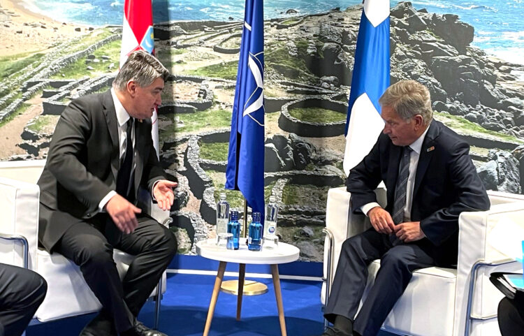 President Niinistö also had a bilateral discussion with President of Croatia Zoran Milanović. Photo: Ville Hukkanen/Office of the President of the Republic of Finland