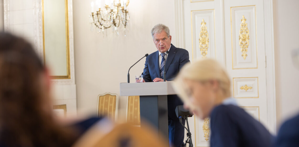 President Niinistö träffade företrädare för föreningen Politiska journalister rf på Presidentens slott. Foto: Matti Porre/Republikens presidents kansli