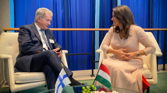 President Niinistö met with President of Hungary Katalin Novákin at the UN General Assembly in New York on 20 September 2022. Photo:  Ville Hukkanen/The Office of the President of the Republic of Finland