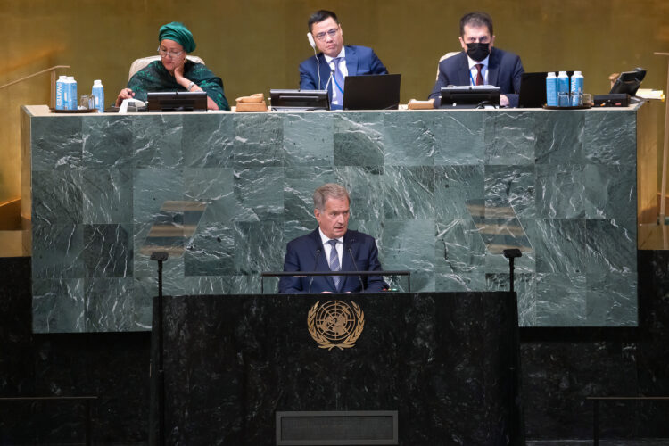 President Niinistö delivered Finland's National Statement at the Opening of the General Debate of the UN General Assembly. Photo: Agaton Strom/Permanent Mission of Finland to the UN