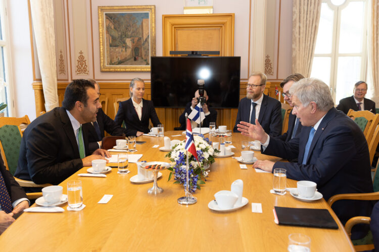 President Sauli Niinistö met with Masud Gharahkhani, President of the Norwegian Parliament, the Storting, in Oslo on 11 October 2022. Photo: Matti Porre / Office of the President of the Republic of Finland