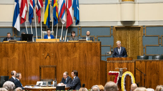 President of the Republic of Finland Sauli Niinistö was guest speaker at the 74th Session of the Nordic Council, in Parliament House on Tuesday, 1 November 2022. Photo: Hanne Salonen/Parliament