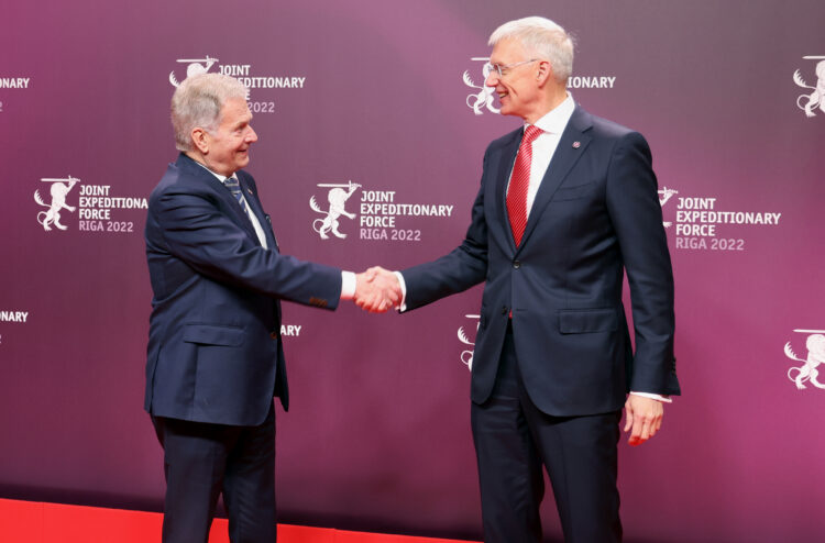 President Niinistö and Prime Minister of Latvia Krišjānis Kariņš, who hosted the JEF meeting. Photo: Riikka Hietajärvi/Office of the President of the Republic of Finland