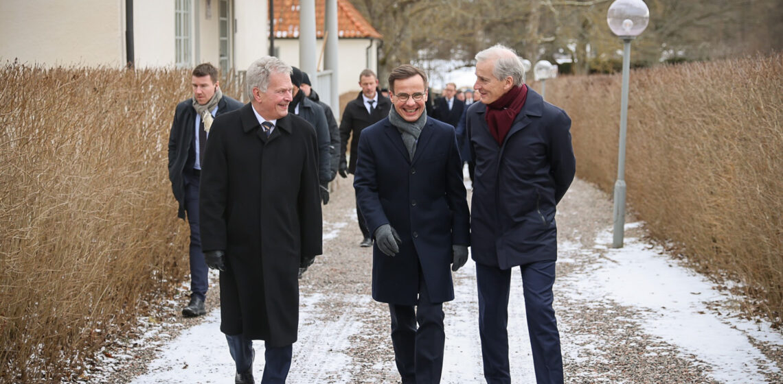 President Niinistö, statsminister Kristersson och statsminister Gahr Støre på Harpsund.
Foto: Riikka Hietajärvi/Republikens presidents kansli