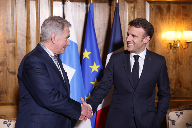 President Niinistö met with French President Emmanuel Macron. Photo: Riikka Hietajärvi/Office of the President of the Republic of Finland