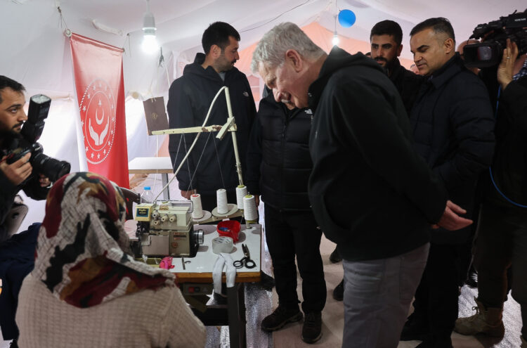 President Niinistö besökte jordbävningsområdet Kahramanmaraş i sydöstra Turkiet torsdagen den 16 mars 2023. Foto: Riikka Hietajärvi/Republikens presidents kansli