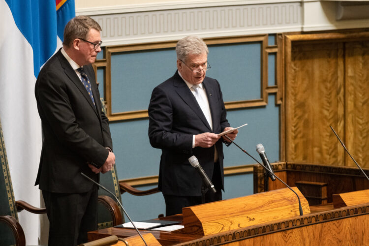 Republikens president Sauli Niinistö höll tal vid avslutningen av riksdagens valperiod den 29 mars 2023. Foto: Tero Hanski / Riksdagen