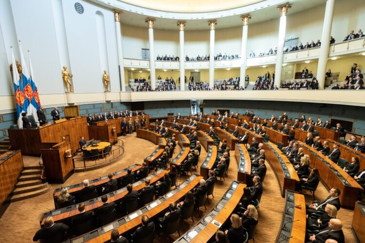 Republikens president Sauli Niinistö höll tal vid avslutningen av riksdagens valperiod den 29 mars 2023. Foto: Tero Hanski / Riksdagen