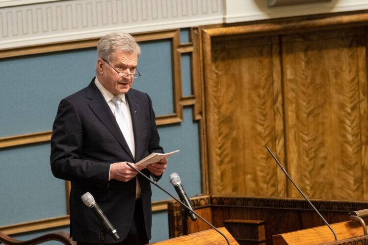 Republikens president Sauli Niinistö höll tal vid avslutningen av riksdagens valperiod den 29 mars 2023. Foto: Tero Hanski / Riksdagen