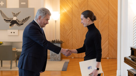 Prime Minister Sanna Marin submitted her Government’s request for resignation to President of the Republic Sauli Niinistö on Thursday 6 April at Mäntyniemi in Helsinki. Photo: Matti Porre/Office of the President of the Republic of Finland