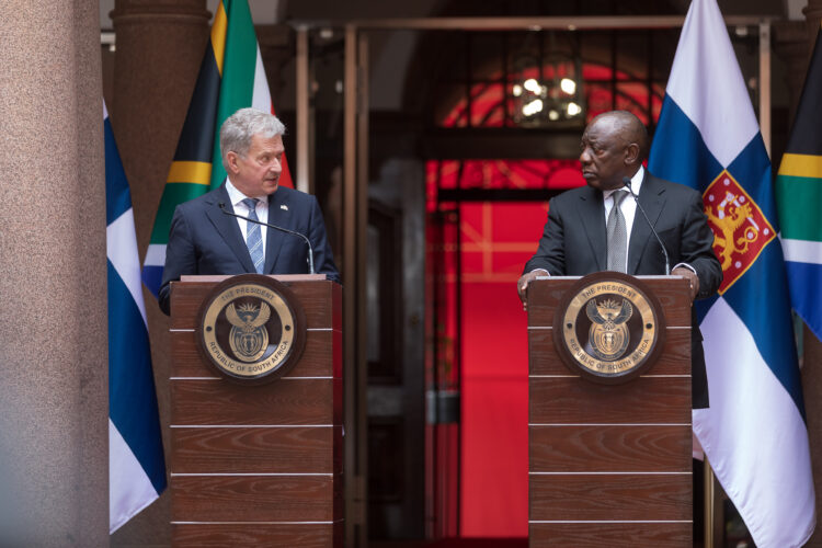 Joint press conference with the Presidents in Pretoria on 25 April 2023. Photo: Matti Porre/The Office of the President of the Republic of Finland