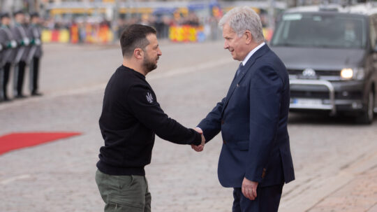 President Niinistö welcomed President of Ukraine Volodymyr Zelenskyy on an official visit to Finland on Wednesday 3 May 2023. Photo: Matti Porre/The Office of the President of the Republic of Finland